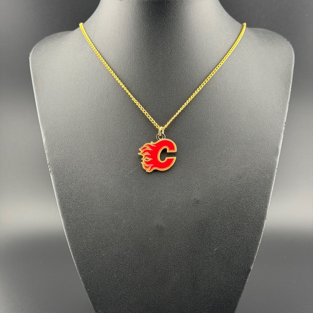 Calgary Flames Gold-Tone Necklace with Red Flaming 'C' Pendant
